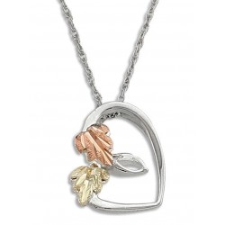 Landstroms Sterling Silver Heart Pendant w Two 12K Gold Leaves