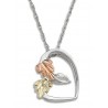 Landstroms Sterling Silver Heart Pendant w Two 12K Gold Leaves