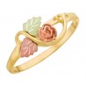 10K Black Hills Gold Rose Ring with 10K Gold Leaves