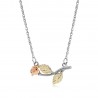 Black Hills Gold on Sterling Silver Rose Necklace with 12K Leaves