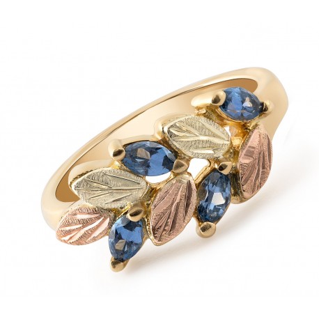 Landstrom’s 10K Black Hills Gold Ladies Ring w YOGO SAPPHIRES