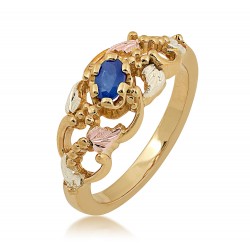 Landstrom’s 10K Black Hills Gold Ladies Ring w Blue Sapphire