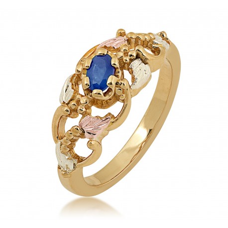 Landstrom’s 10K Black Hills Gold Ladies Ring w Blue Sapphire