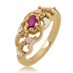 Landstrom’s 10K Black Hills Gold Ladies Ring w Oval Ruby