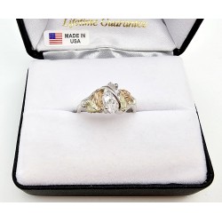 Black Hills Gold Sterling Silver Ladies Ring w Cubic Zirconium