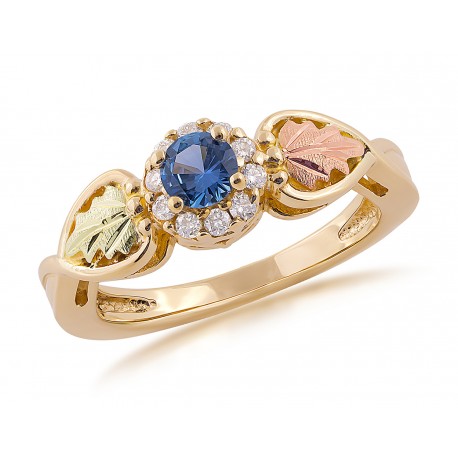 10K Black Hills Gold YOGO Sapphire & Diamond Ladies Ring