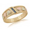 10K Black Hills Gold YOGO Sapphire Mens Band Ring