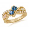 Engaging 10K Black Hills Gold YOGO Sapphire & Diamond Ladies Ring