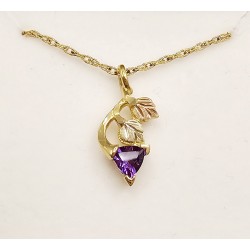 Small 10K Black Hills Gold Pendant w Amethyst