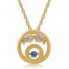 10K Black Hills Gold Round Pendant w YOGO Sapphire