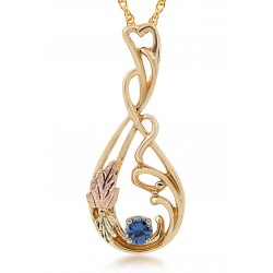 Lovely 10K Black Hills Gold Pendant w YOGO Sapphire