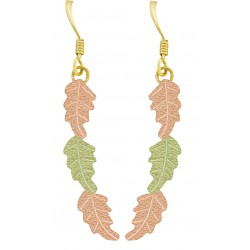 10K Black Hills Gold Leaves Earrings with Shepher Hook