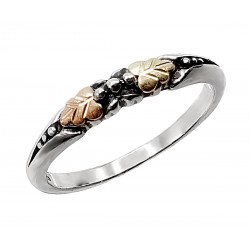 Antiqued Black Hills Gold on Sterling Silver Thin Ladies Ring