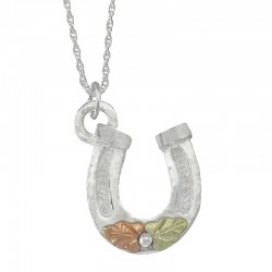 BLACK HILLS GOLD .925 STERLING SILVER HORSESHOE PENDANT NECKLACE