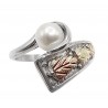 Size 8 Black Hills Gold on Sterling Silver Ladies Ring with Pearl