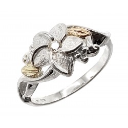 Landstroms Black Hills Gold Sterling Silver Flower Ring w Diamond