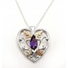 Black Hills Gold on Sterling Silver Heart Pendant w Amethyst