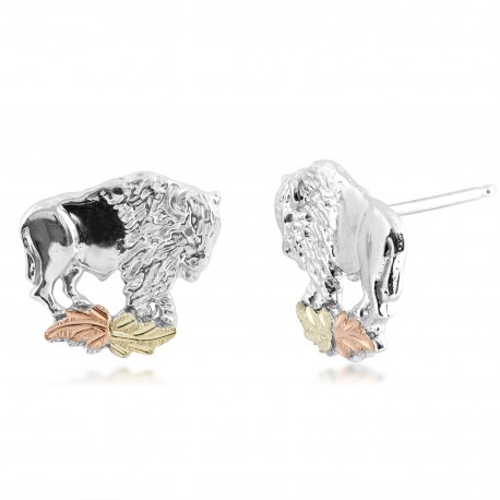 Black Hills Gold Sterling Silver Buffalo Post Earrings Small