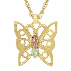 Lovely 10K Black Hills Gold Butterfly Pendant