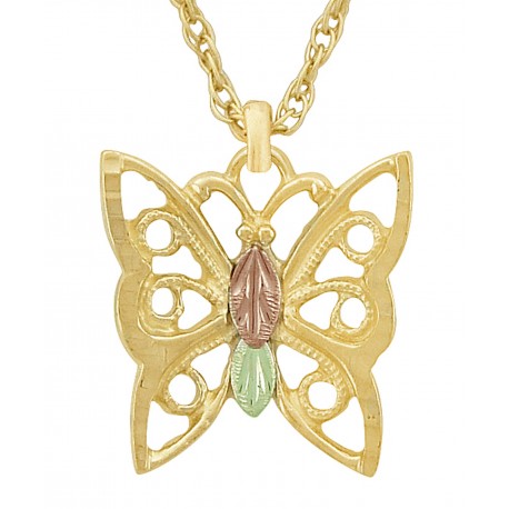 Lovely 10K Black Hills Gold Butterfly Pendant