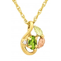 10K Black Hills Gold Twisted Small Pendant w Diamond & Peridot Color CZ