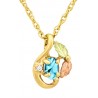 10K Black Hills Gold Twisted Small Pendant w Diamond & Genuine Blue Topaz