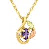 10K Black Hills Gold Twisted Small Pendant w Diamond & Amethyst Color CZ