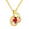 10K Black Hills Gold Twisted Small Pendant w Diamond & Genuine Garnet