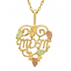 10K Black Hills Gold MOM Heart Pendant