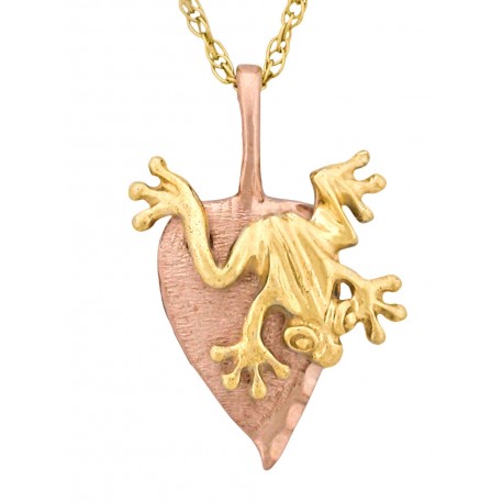 10K Black Hills Gold Rose Gold Leaf with Frog