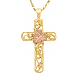 10K Black Hills Gold Openwork Cross Pendant