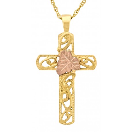 10K Black Hills Gold Openwork Cross Pendant