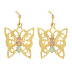 10K Black Hills Gold Dangle Butterfly Earrings