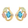 Small 10K Black Hills Gold Post Earrings w Genuine Blue Topaz