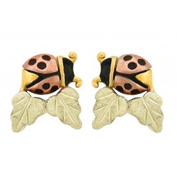 Small 10K Black Hills Gold Lady Bug Earrings