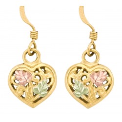 10K Black Hills Gold Openwork Heart Earrings