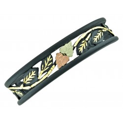 Black Hills Gold on Black Powder Coated Cuff Bracelet w Leaves