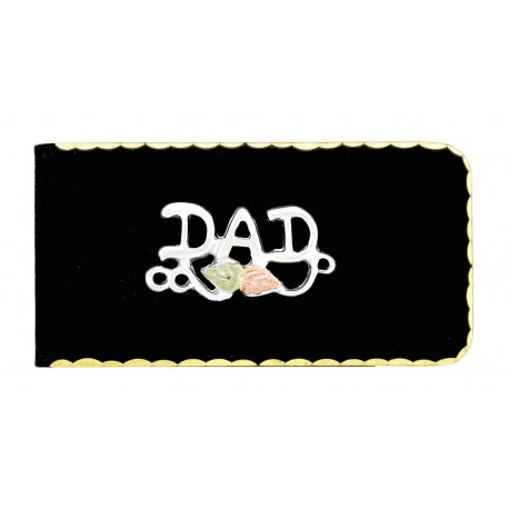 Black Hills Gold on Black Powder Coated Money Clip w Sterling Silver DAD