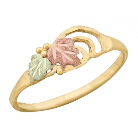 10K Black Hills Gold Ladies Ring w 10K Leaves