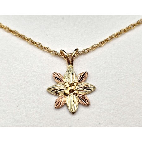 10K Black Hills Gold Flower Pendant with Chain