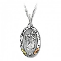 IN STOCK***BLACK HILLS GOLD STERLING SILVER SAINT CHRISTOPHER PENDANT NECKLACE*** IN STOCK