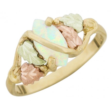 Beautiful 10K Black Hills Gold Woman Ring with Synthetic Opal