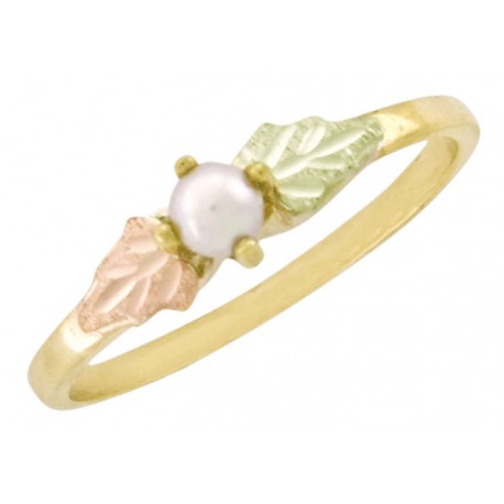 10K Black Hills Gold Ladies Ring With White Pearl