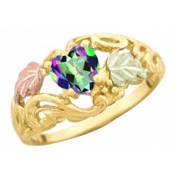 Pretty 10K Black Hills Gold Ladies Ring with Mystic Topaz