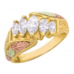 10K Black Hills Gold Ladies Ring 5 Diamonds