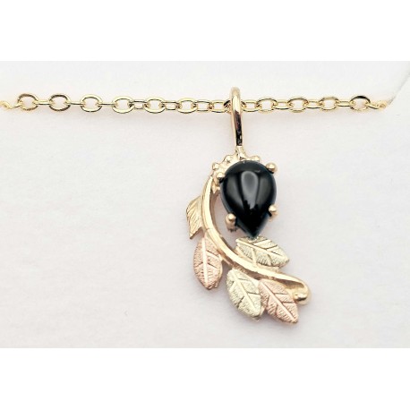 10K Black Hills Gold Necklace with Black Onyx