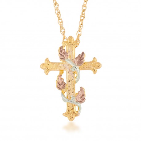 Landstrom’s 10K Yellow Gold Hammered Florentine Cross Pendant