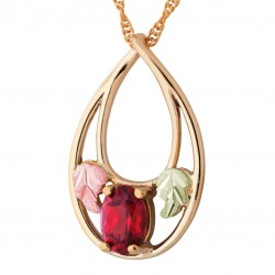 Landstrom’s 10K Yellow Gold Nesting Oval Hoops Pendant w Ruby