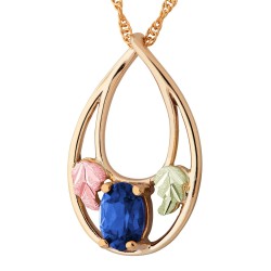 Landstrom’s 10K Yellow Gold Nesting Oval Hoops Pendant w Blue Sapphire