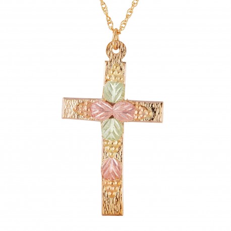 Landstrom’s 10K Yellow Gold Cross Pendant w Grape Clusters